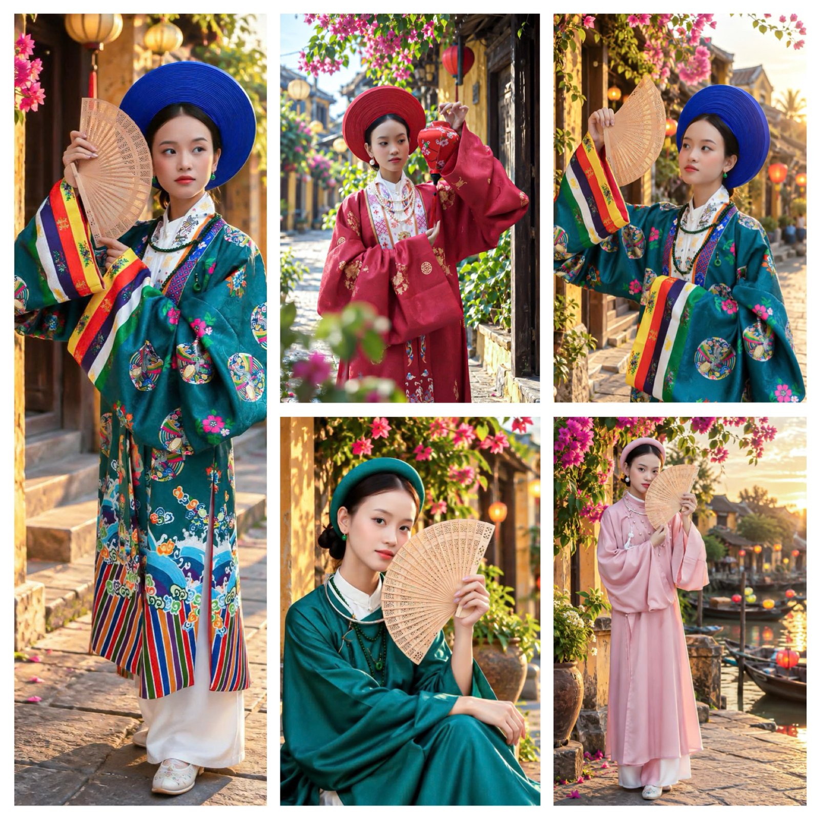 Outfit coordinated with colourful lanterns for a Hoi An photoshoot
