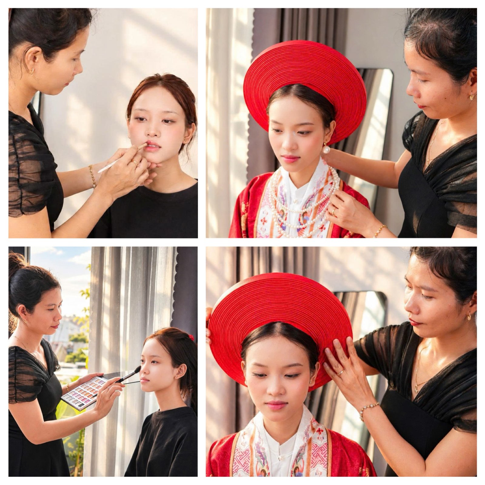Professional makeup and hairstyling preparation at Annie Hoi An
