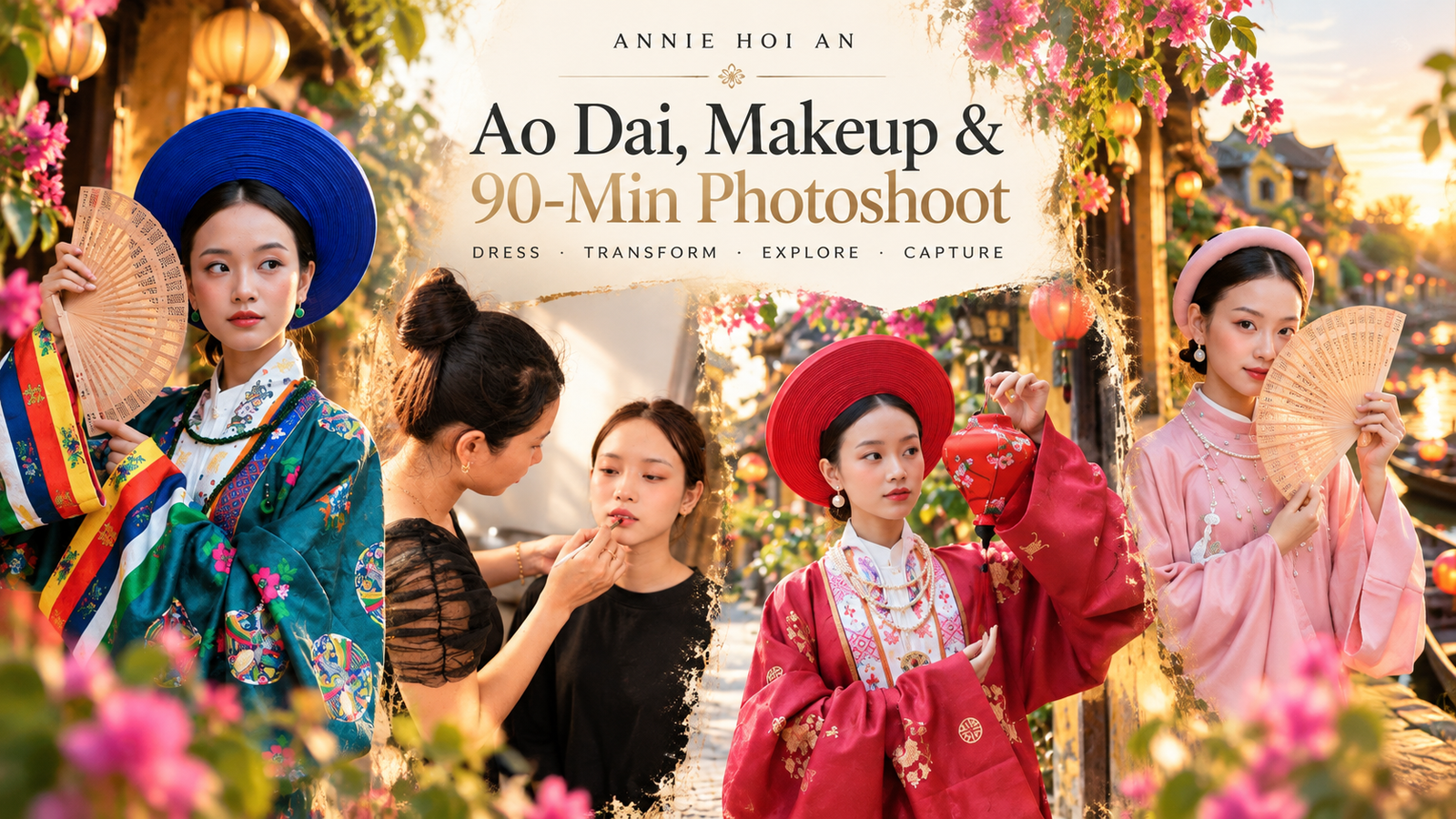Ao Dai, professional makeup and 90-minute photoshoot in Hoi An Old Town
