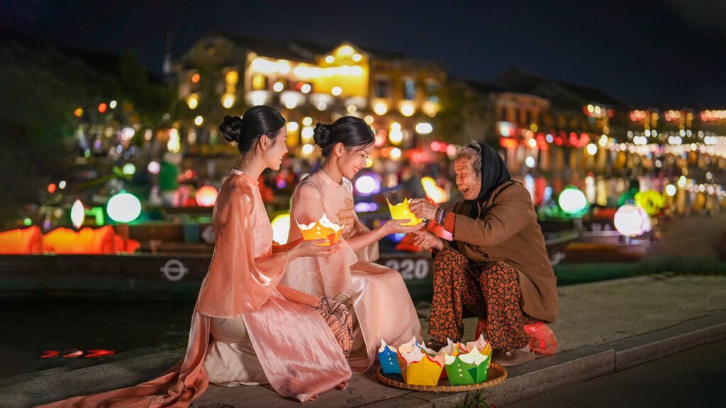 Different Ao Dai colours and styles for visitors in Hoi An