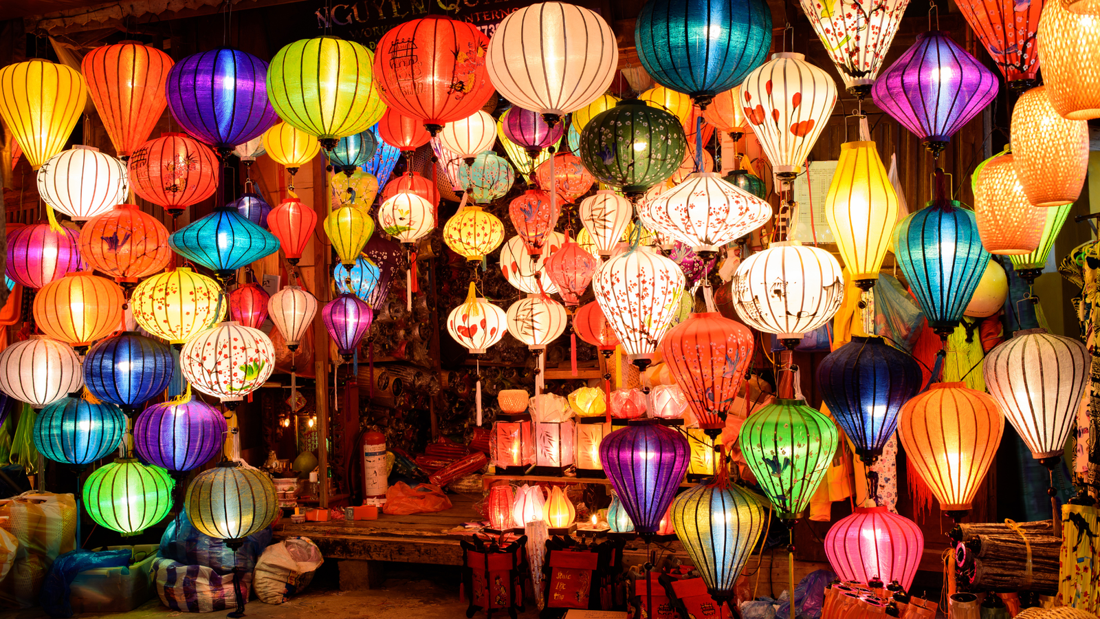 Hoi An lanterns displayed along the streets
